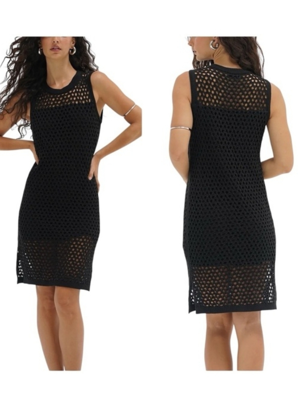 LNA Clothing Trey Crotchet Mini Dress Size XS Black Whimsigoth Beachy Lined Boho